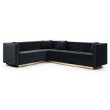 Contemporary Vertical Channel Tufted Velvet Sectional Sofa For Living Room With 4 Pillows - Furniture Home Direct