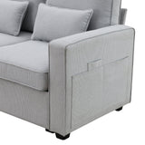 114.2 Sofa With Console 2 Cupholders 2 USB Ports Light Gray - Furniture Home Direct