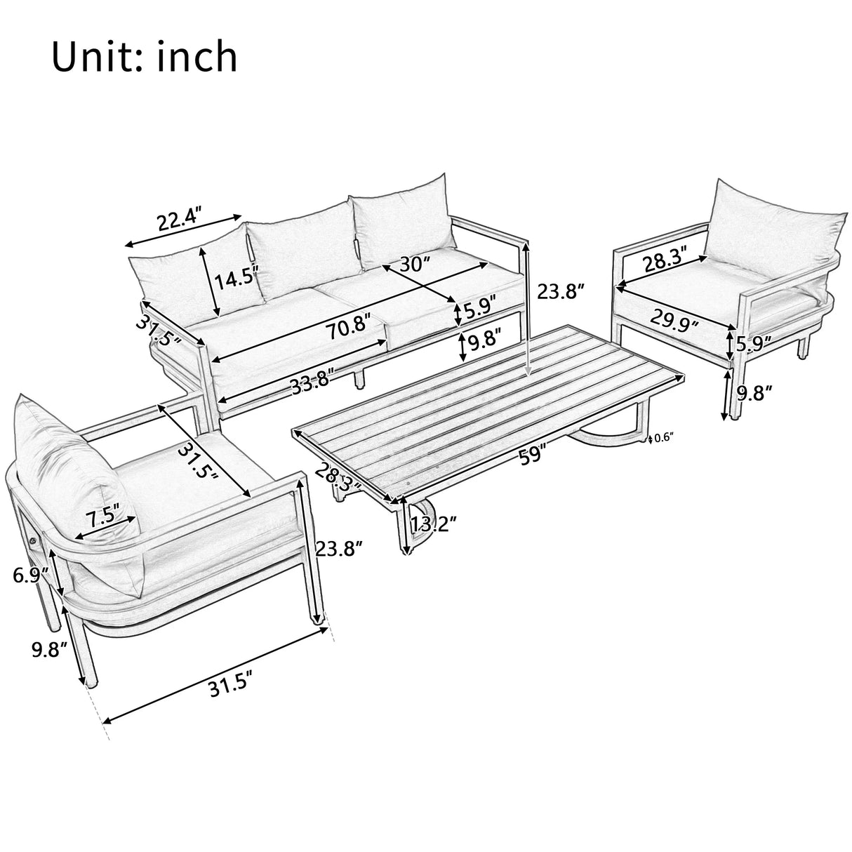 Modern Outdoor Patio Set - Gray - Furniture Home Direct