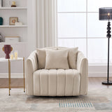 Upholstered Oversized 360° Swivel Accent Barrel Chair And Half Cozy Sofa With 3 Pillows - Furniture Home Direct