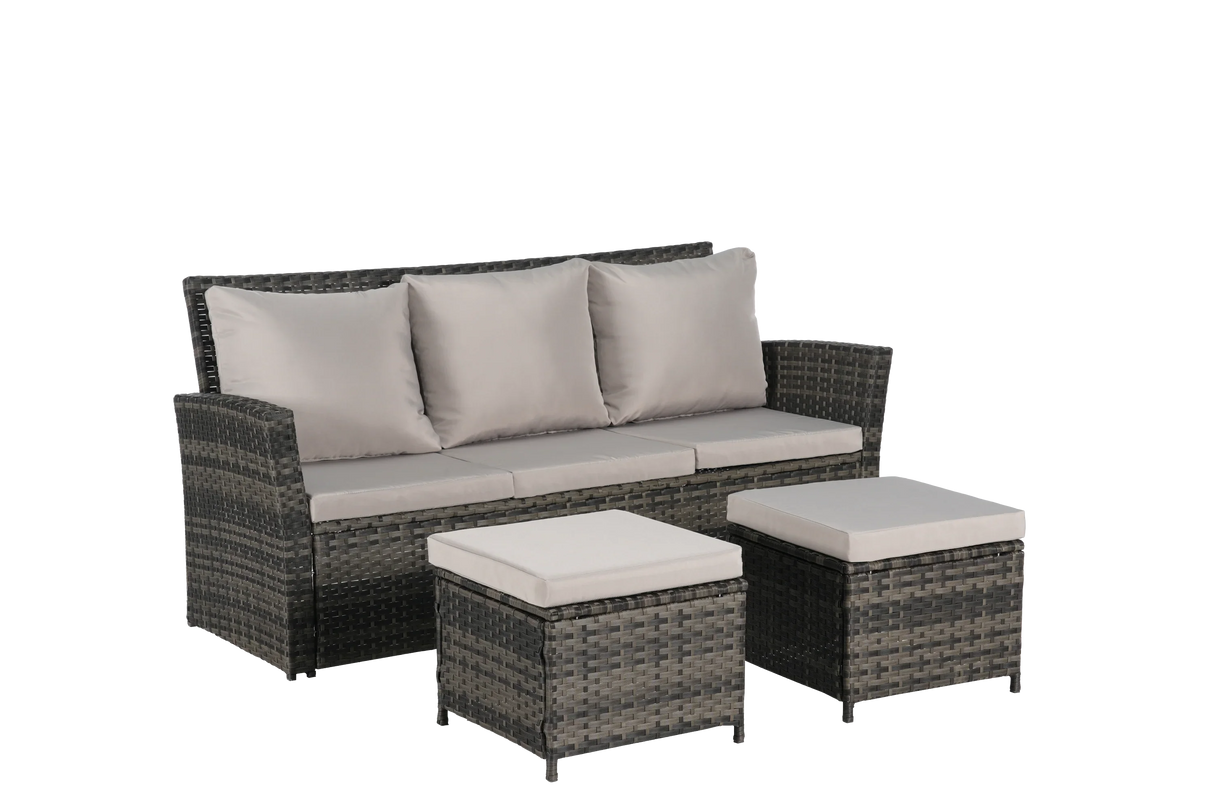 3 Piece Outdoor Wicker Set - Furniture Home Direct