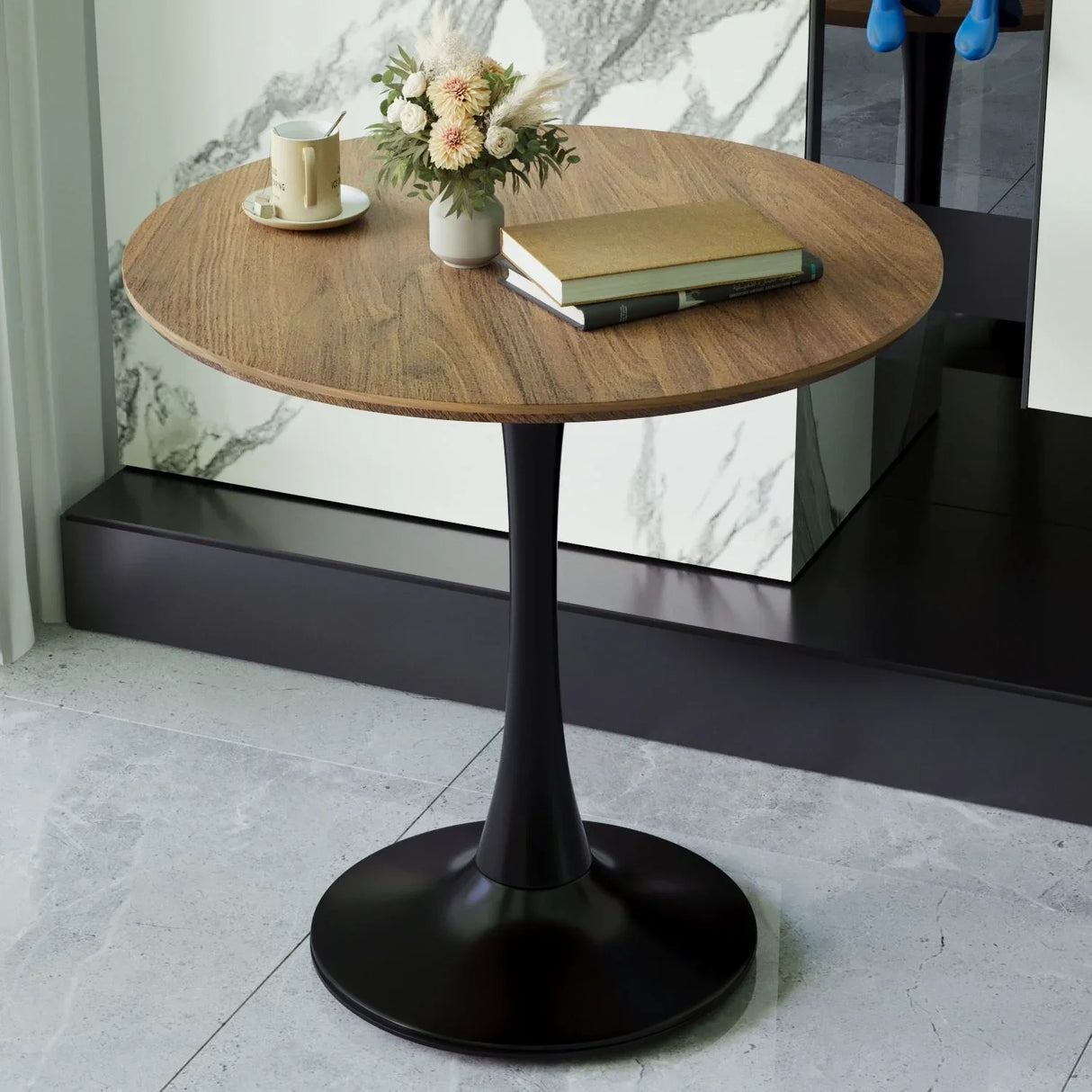 Mid-Century Round Dining Table With Pedestal Base For 2 - 4 People - Furniture Home Direct