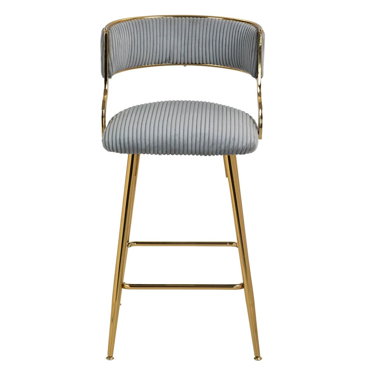 Bar Stools Counter Height With Gold Frames And Corduroy Gray - Furniture Home Direct