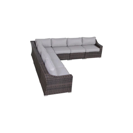 Contemporary Outdoor Rattan Wicker Sectional Seating Group With Cushions - Furniture Home Direct