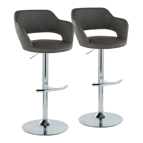 Margarite - Contemporary Ajustable Barstool With Swivel With Rounded T Footrest (Set of 2) - Furniture Home Direct