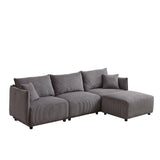 Modern Minimalist Corduroy Combination Sofa With 2 Comfort Cushions With USB & C Charging Ports - Furniture Home Direct