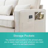 4 Seater Modern Linen Sofa With Armrest Pockets And 4 Pillows, Minimalist Style Couch For Living Room - Furniture Home Direct
