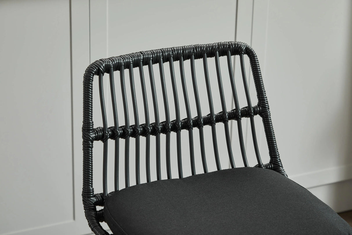 Counter Height Stools Rattan With Cushioned Seat Black - Furniture Home Direct