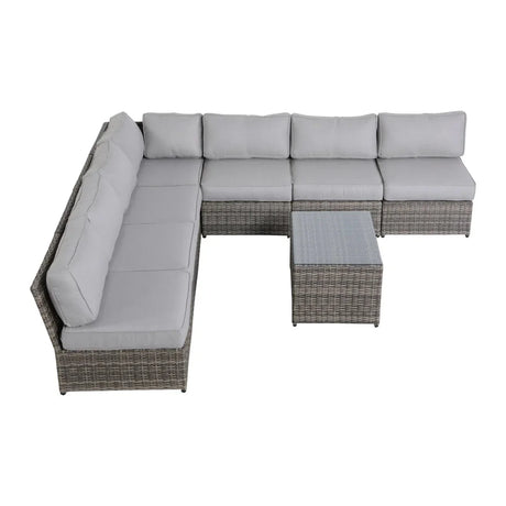 Comfortable Modern Patio Rattan Sectional Set With Cushions - Furniture Home Direct