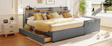 Platform Bed Upholstered Storage Hydraulic Drawers Gray - Furniture Home Direct