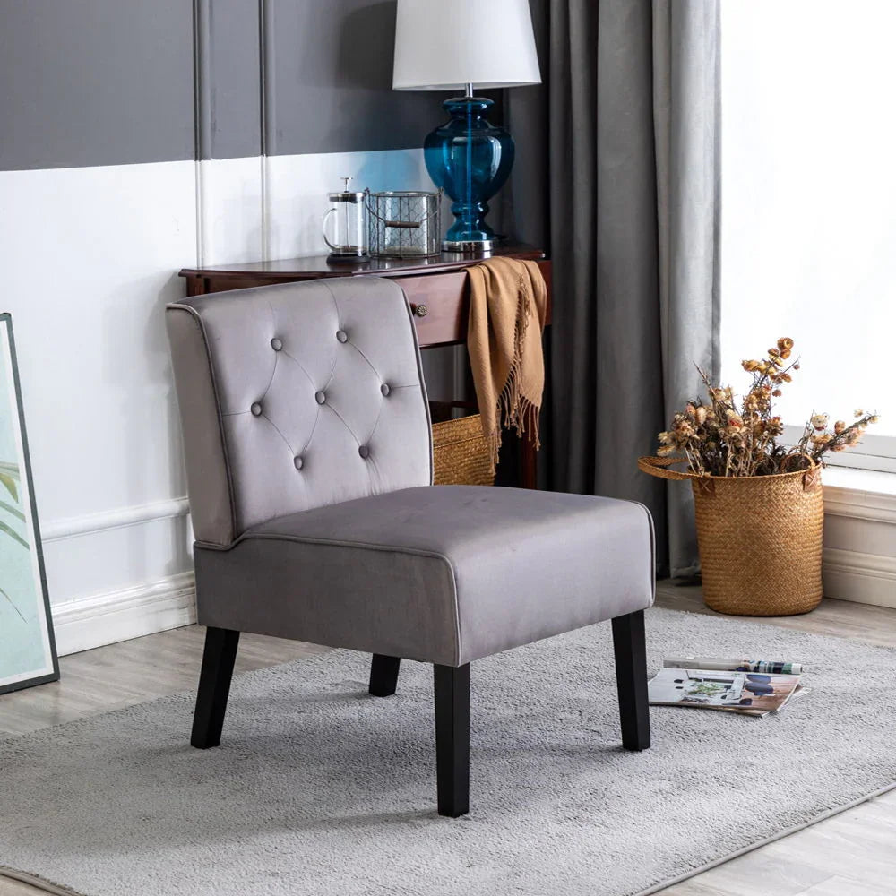 Reese - Living Room Armless Button Tufted Pattern Accent Chair (Set of 2) - Furniture Home Direct