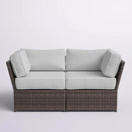 Outdoor Wicker Loveseat With Cushions Patio Seating Wicker - Brown - Furniture Home Direct