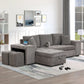 Modern L-Shape 3 Seat Reversible Sectional Couch, Pull Out Sleeper Sofa With Storage Chaise And 2 Stools For Living Room Furniture Set - Furniture Home Direct