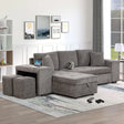 Modern L-Shape 3 Seat Reversible Sectional Couch, Pull Out Sleeper Sofa With Storage Chaise And 2 Stools For Living Room Furniture Set - Furniture Home Direct