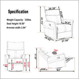 360° Modern Small Rocking Swivel Recliner Chair With Side Pocket - Furniture Home Direct