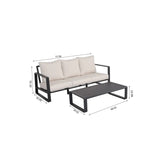 Outdoor Sofa With Rectangular Coffee Table and Cushions - Beige - Furniture Home Direct