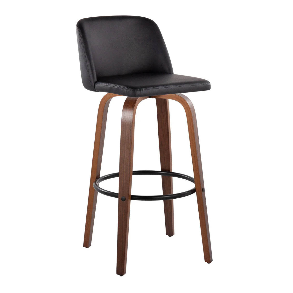 Toriano - Mid Century Modern Fixed Height Barstool Swivel And Round Footrest (Set of 2) - Furniture Home Direct