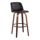 Toriano - Mid Century Modern Fixed Height Barstool Swivel And Round Footrest (Set of 2) - Furniture Home Direct