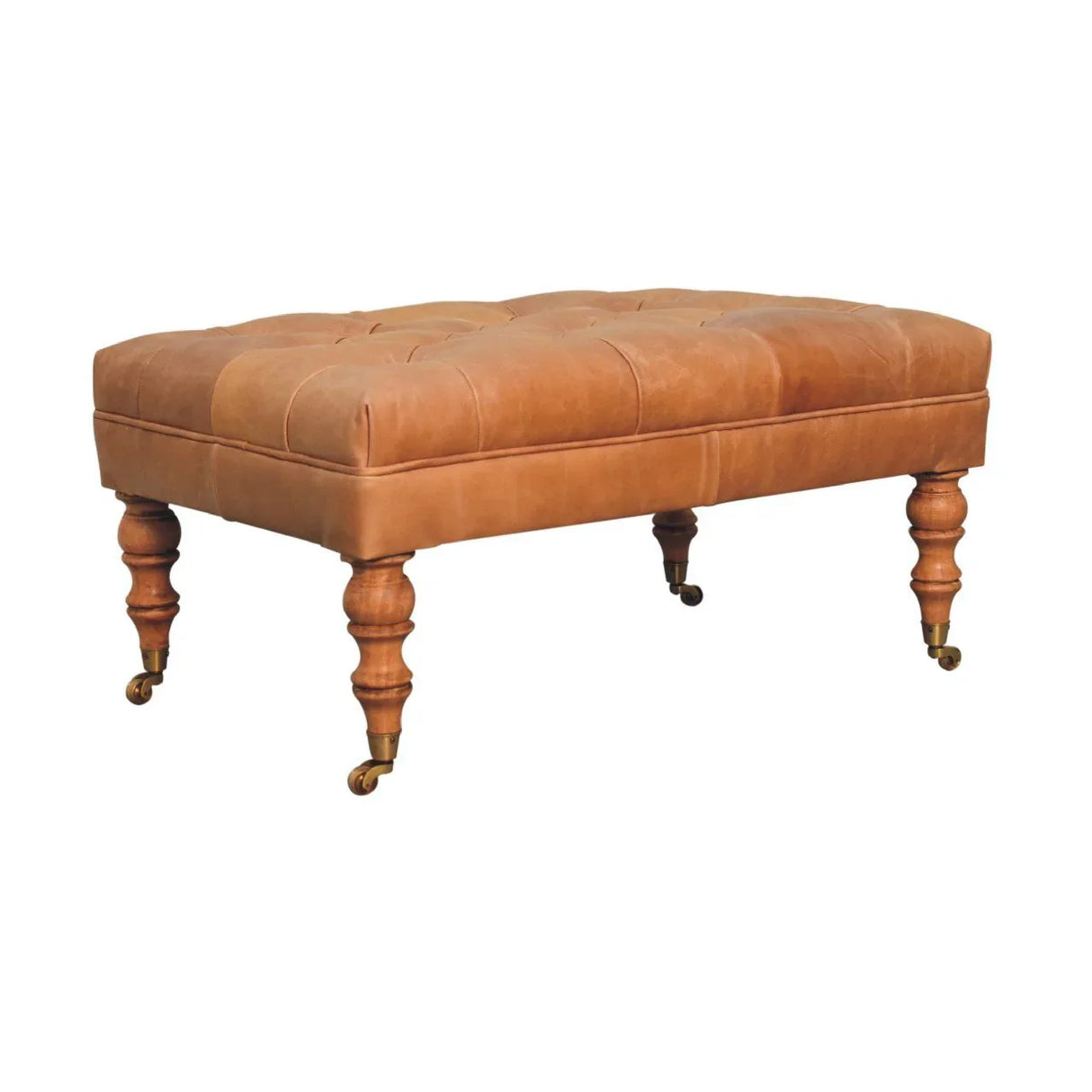 Buffalo - Leather Ottoman With Castor Legs - Furniture Home Direct