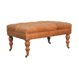 Buffalo - Leather Ottoman With Castor Legs - Furniture Home Direct