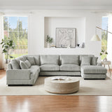 Sectional Sofa Oversized U Shaped Corduroy Fabric Gray - Furniture Home Direct