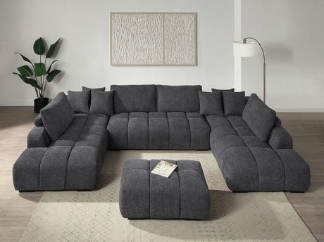 Chosen - Sectional Sofa With Toss Pillows With 2 Chaises With Ottoman - Gray - Furniture Home Direct
