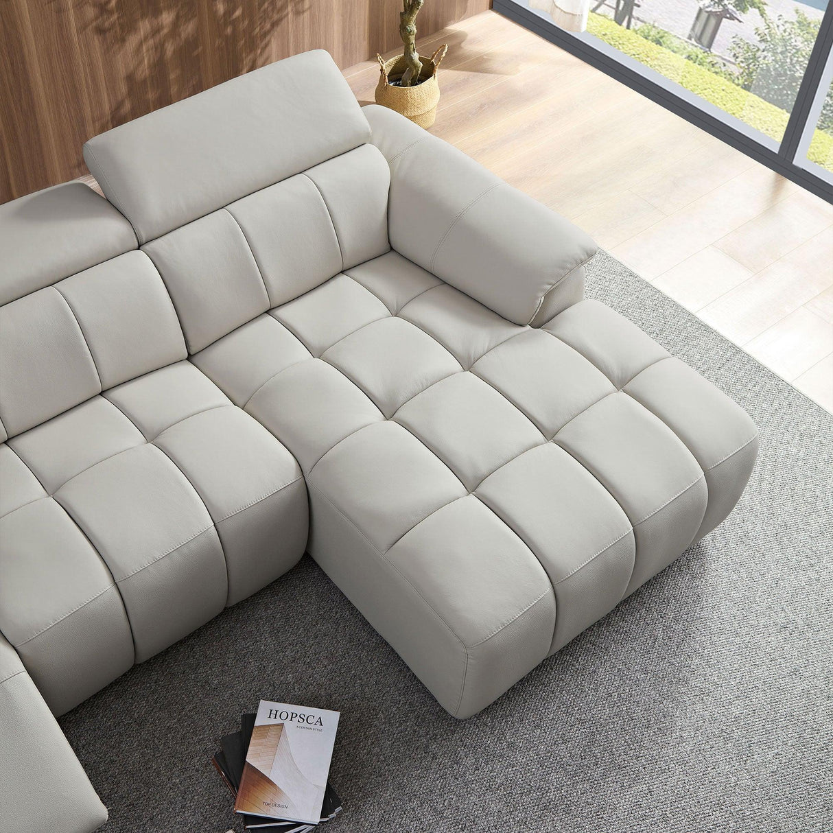 Power Reclining Sectional with USB Port - Light Gray - Furniture Home Direct