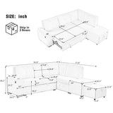 Pull-Out L-Shaped Sectional Sofa With Movable Ottoman And Stool, Large Storage Space, A Cup Holder, And 2 USB Ports For Living Room - Furniture Home Direct
