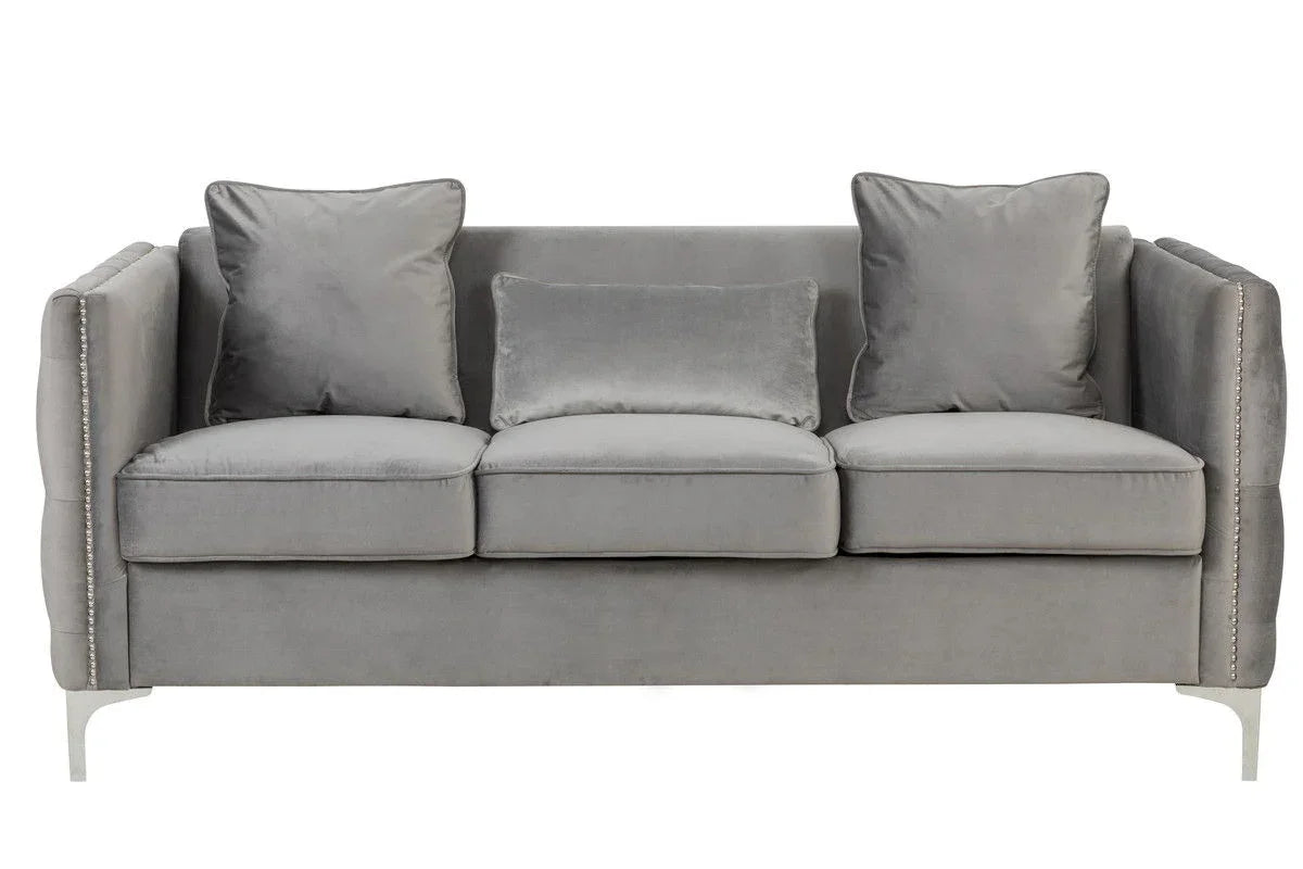 Bayberry - Velvet Sofa With 3 Pillows - Furniture Home Direct