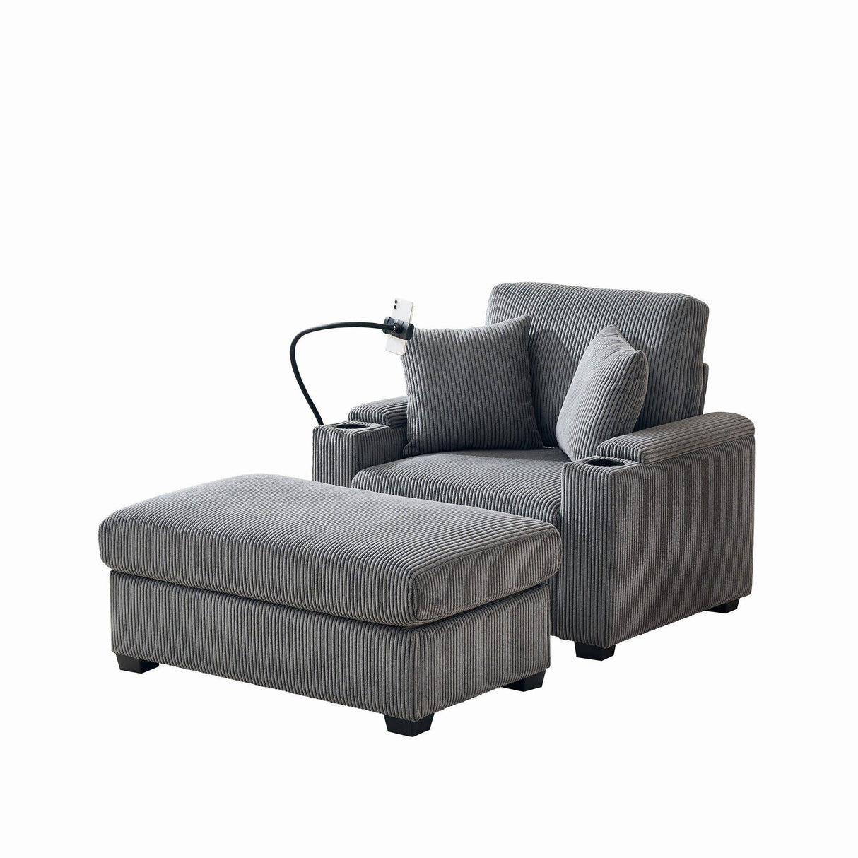 Oversized Chaise Lounge Chair With Ottoman And Storage - Furniture Home Direct
