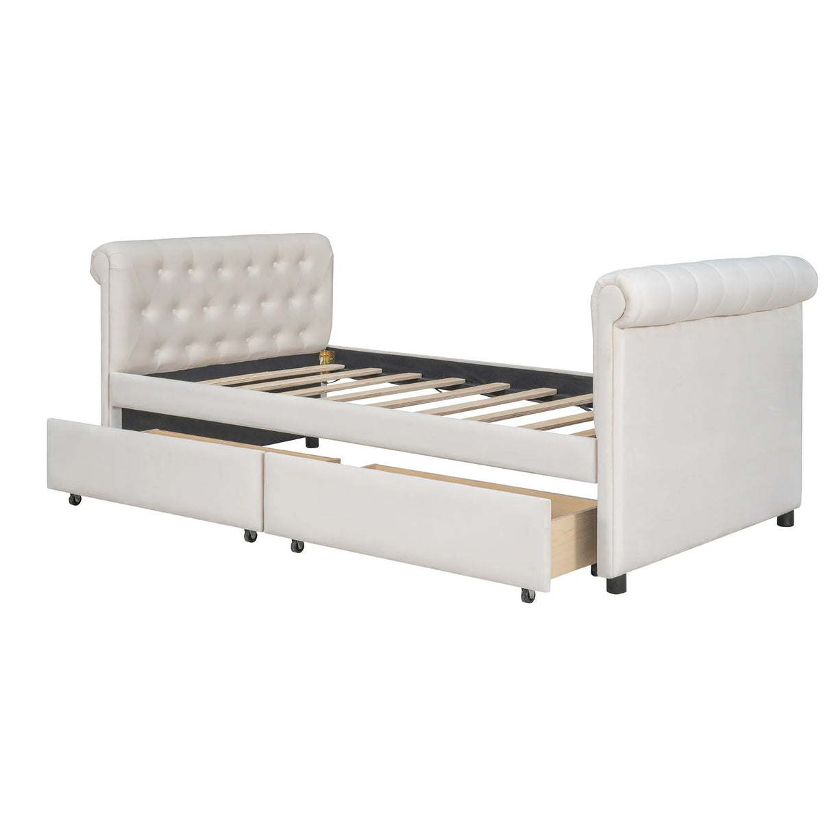 Upholstered Daybed, Wood Slat Support - Furniture Home Direct