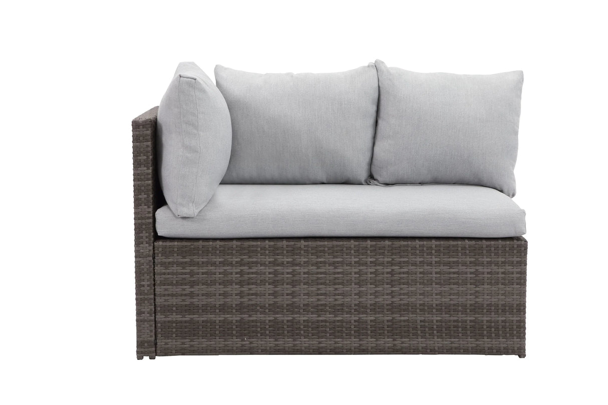 7-Piece Rattan Outdoor Sectional Set With Grey cushions - Furniture Home Direct
