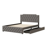 Upholstered Platform Bed With 2 Drawers And 2 Sets Of USB Ports On Each Side, Linen Fabric - Furniture Home Direct