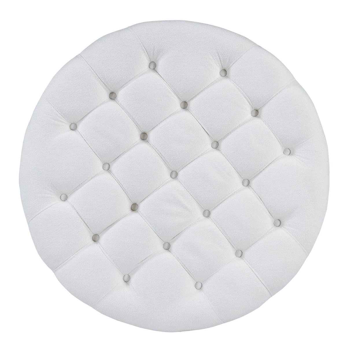 Round Ottoman Coffee Table with Upholstered Top Ivory White - Furniture Home Direct