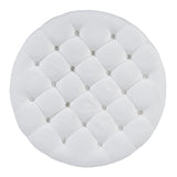 Round Ottoman Coffee Table with Upholstered Top Ivory White - Furniture Home Direct