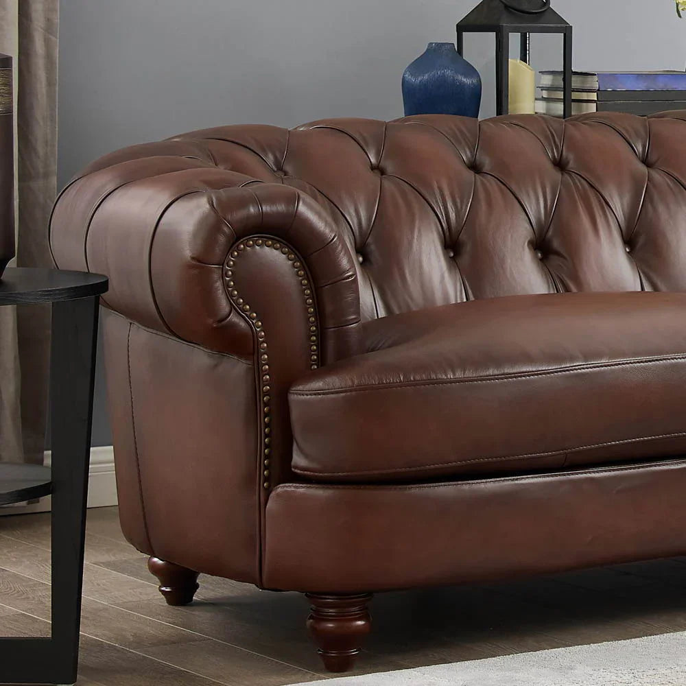 Newport - Leather Loveseat - Caramel - Furniture Home Direct
