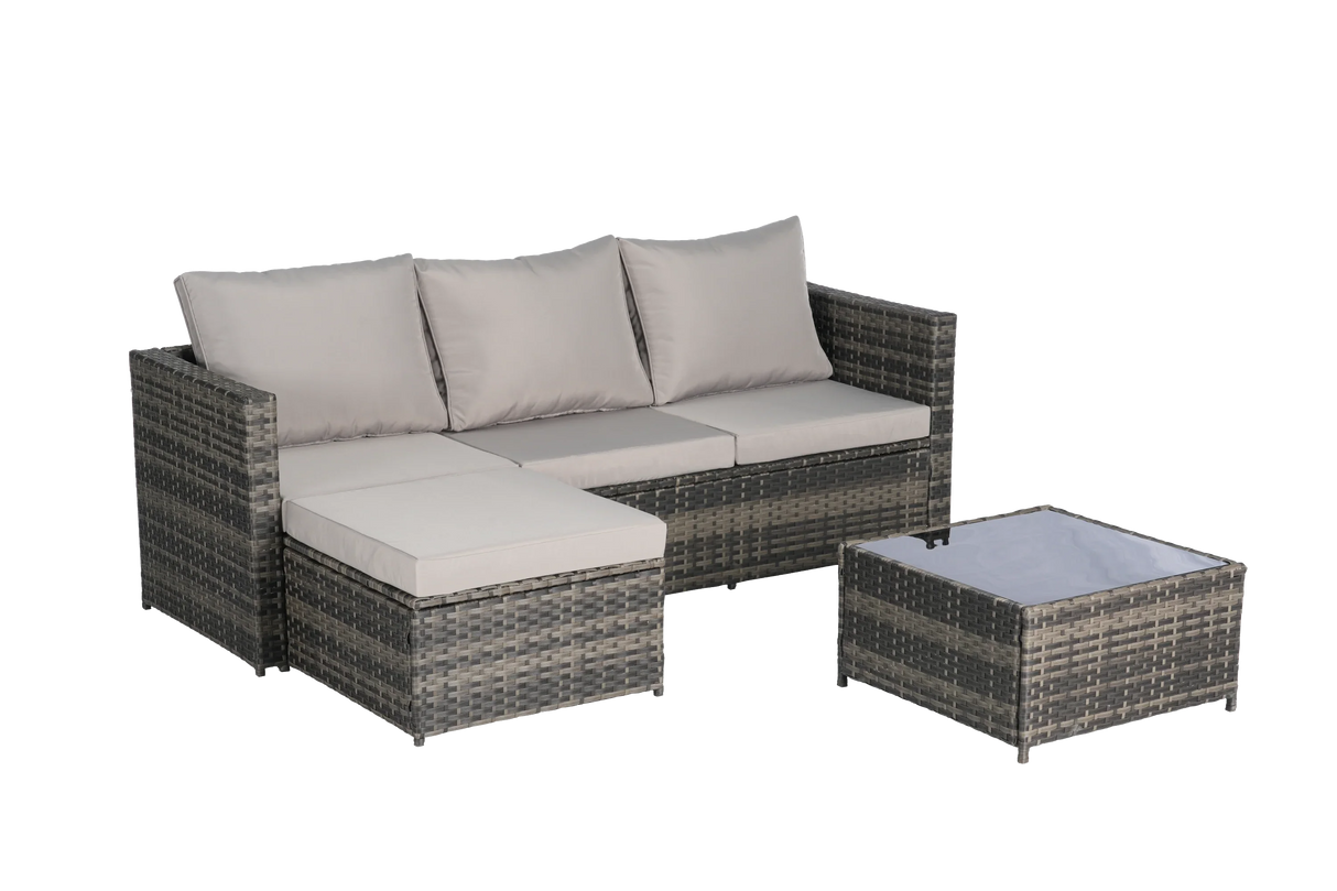2 Piece Wicker Patio Sectional with Ottoman - Furniture Home Direct