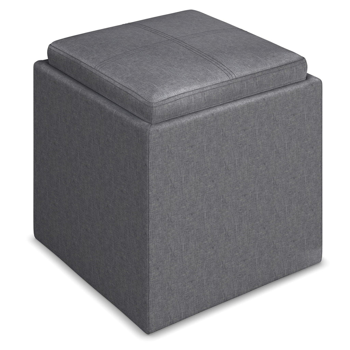 Rockwood - Upholstered Cube Storage Ottoman With Tray - Furniture Home Direct