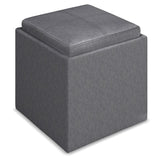 Rockwood - Upholstered Cube Storage Ottoman With Tray - Furniture Home Direct