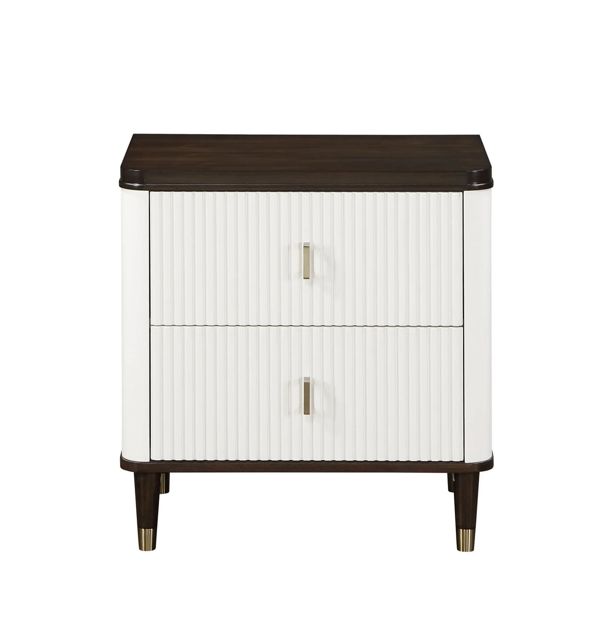 Carena - Night Stand With USB - White / Walnut - Furniture Home Direct