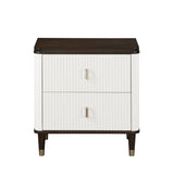 Carena - Night Stand With USB - White / Walnut - Furniture Home Direct