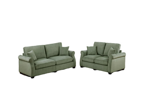 2 PC Living Room Set Including Sofa and love Seat With Pillows -Sage Green - Furniture Home Direct