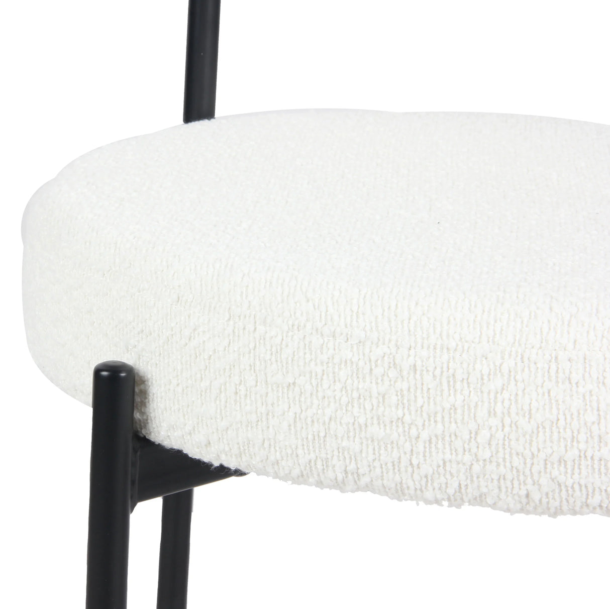 Dining Set Round With Boucle Chairs Modern Compact White - Furniture Home Direct