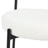 Dining Set Round With Boucle Chairs Modern Compact White - Furniture Home Direct