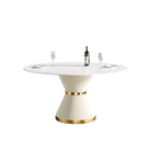Modern Artificial Stone Round Carbon Steel Base Dining Table, Can Accommodate 6 People - Furniture Home Direct