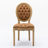 French Style Solid Wood Frame Antique Painting, Hand-Pulled Buckle Decoration PU Artificial Leather Dining Chair With Nailhead Trim, Wood Legs - Furniture Home Direct