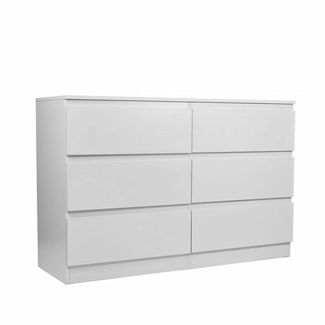 Modern 6 Drawer Dresser With Spacious Countertop And Concealed Handles, Storage Cabinet For Bedroom And Living Room - White - Furniture Home Direct