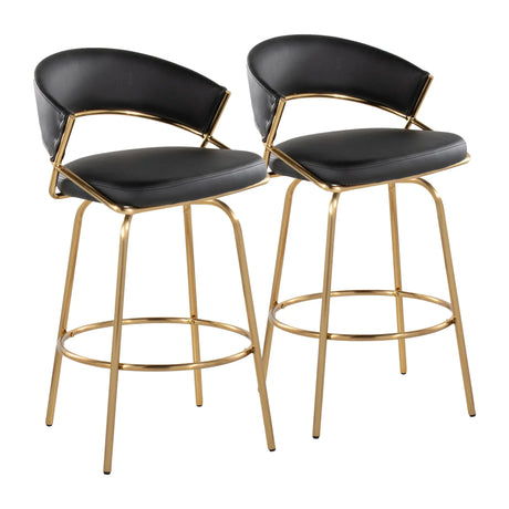 Jie - Glam Fixed Height Counter Stool (Set of 2) - Furniture Home Direct