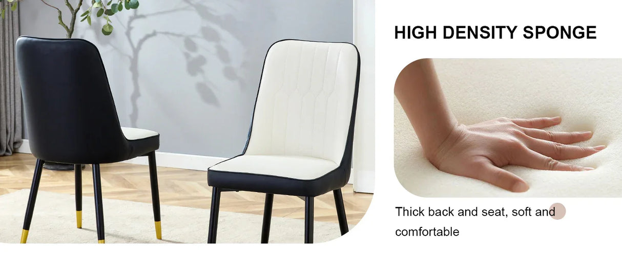 Dining Chairs Modern Two Tone Set of 4 White and Black - Furniture Home Direct