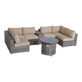 Wicker Outdoor Lounge Set With Cushions And Fire Pit - Furniture Home Direct